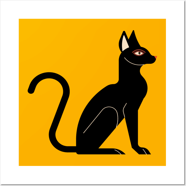 Black cat side profile Wall Art by 4wardlabel